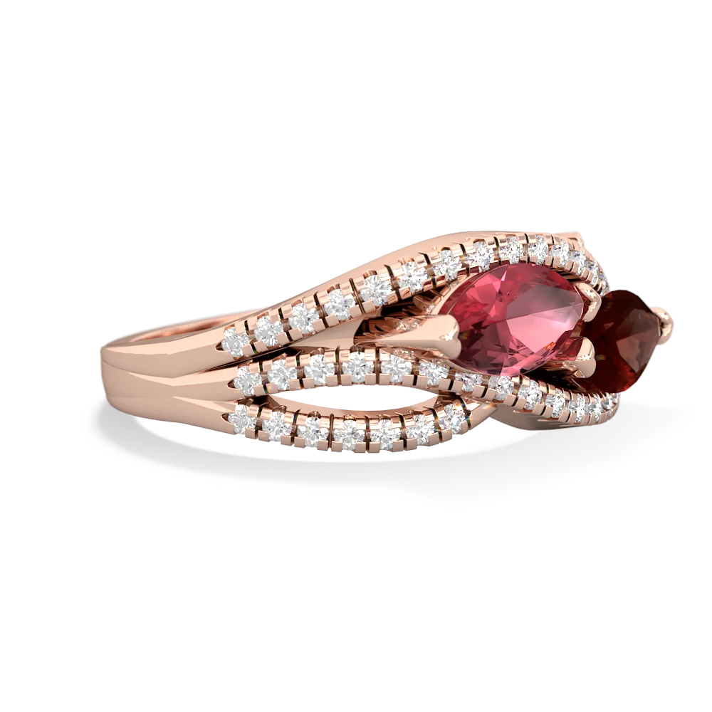 Pink Tourmaline Diamond Rivers 14K Rose Gold ring R3070