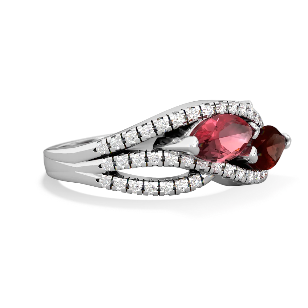 Pink Tourmaline Diamond Rivers 14K White Gold ring R3070