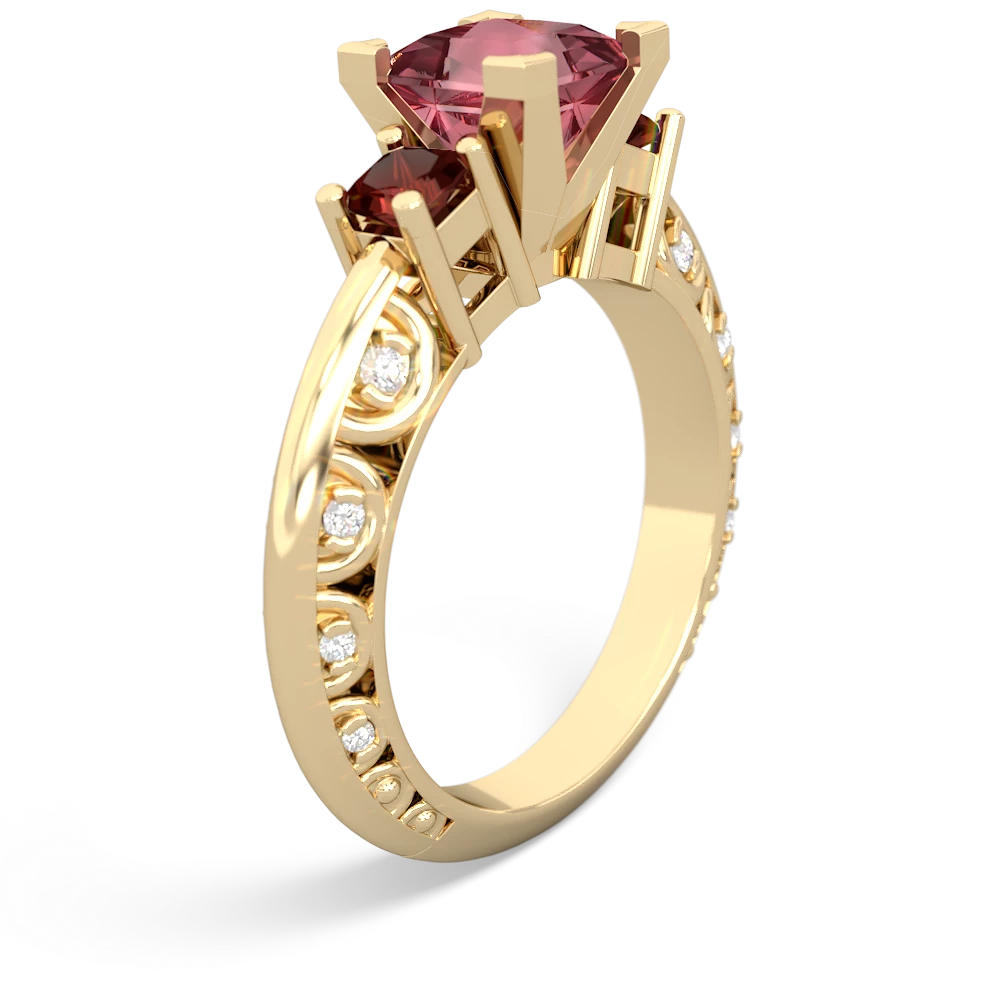 Pink Tourmaline Eternal Embrace Engagement 14K Yellow Gold ring C2001