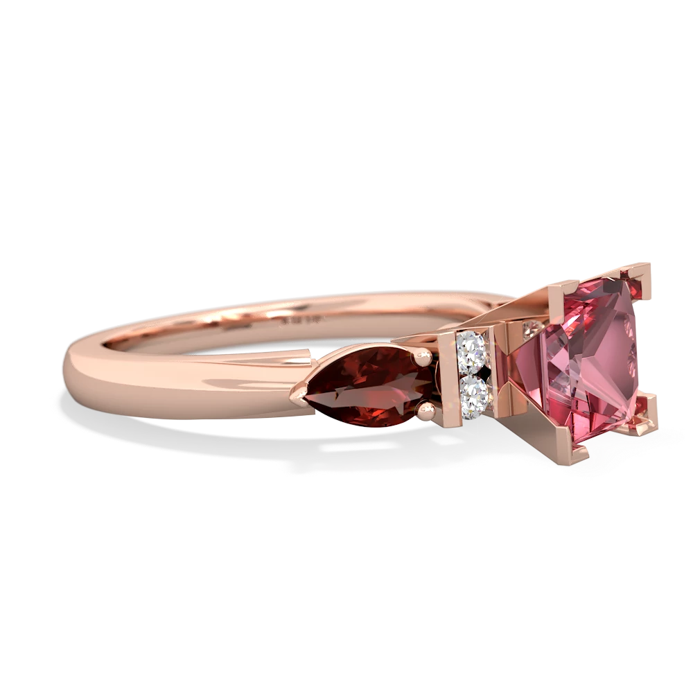 Pink Tourmaline 6Mm Princess Eternal Embrace Engagement 14K Rose Gold ring C2002