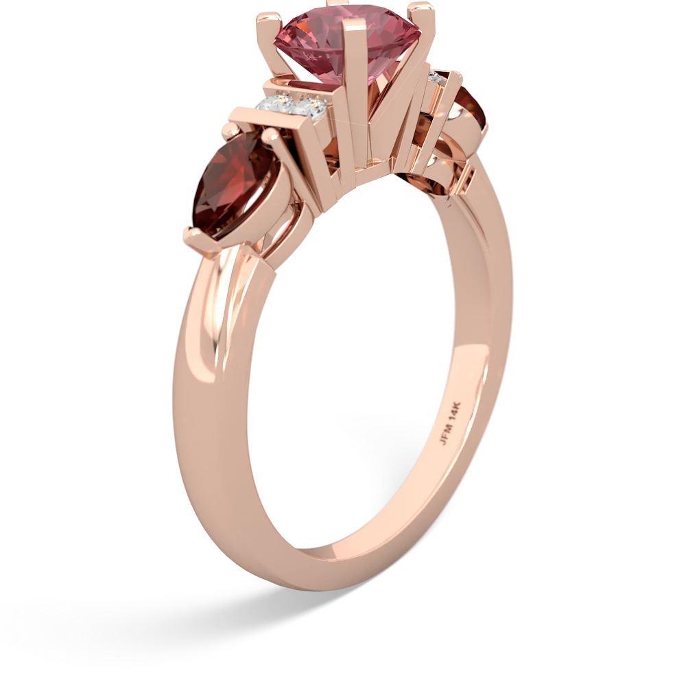 Pink Tourmaline 6Mm Round Eternal Embrace Engagement 14K Rose Gold ring R2005