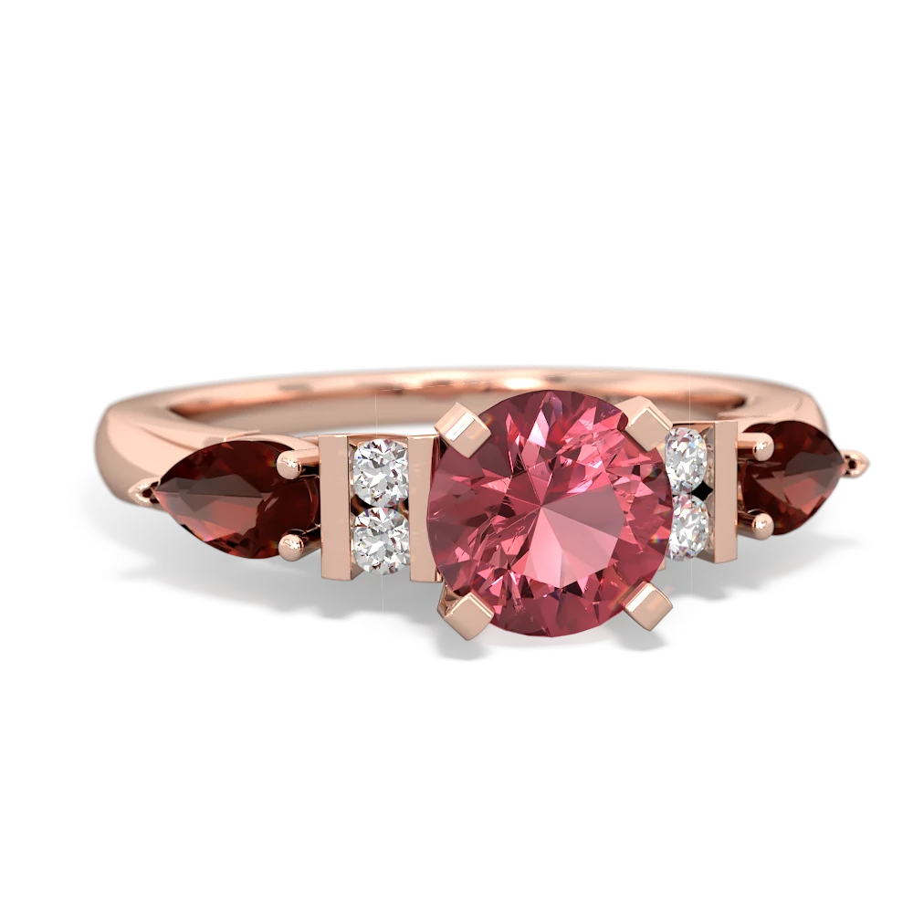 Pink Tourmaline 6Mm Round Eternal Embrace Engagement 14K Rose Gold ring R2005