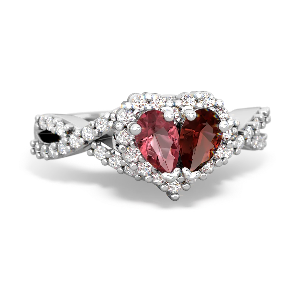 Pink Tourmaline Diamond Twist 'One Heart' 14K White Gold ring R2640HRT