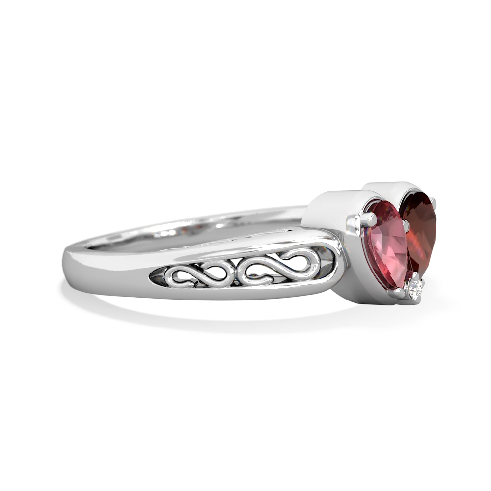 Pink Tourmaline Filligree 'One Heart' 14K White Gold ring R5070