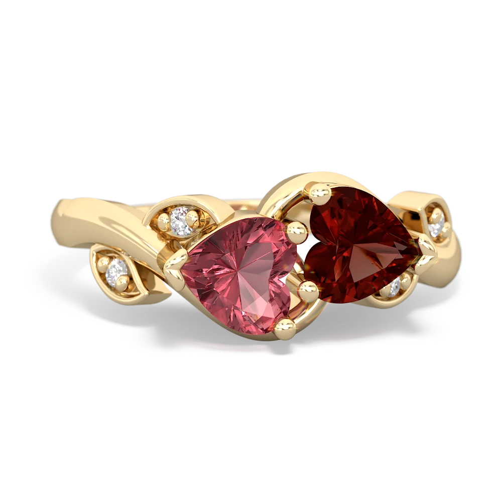 Pink Tourmaline Floral Elegance 14K Yellow Gold ring R5790