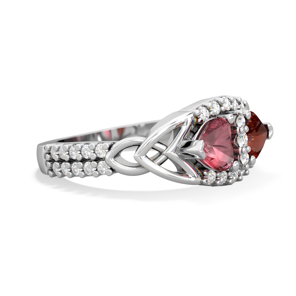 Pink Tourmaline Sparkling Celtic Knot 14K White Gold ring R2645