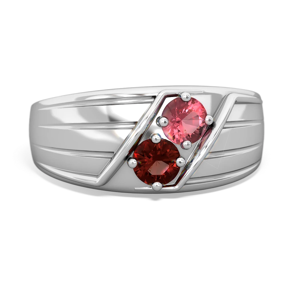 Pink Tourmaline Men's Streamline 14K White Gold ring R0460