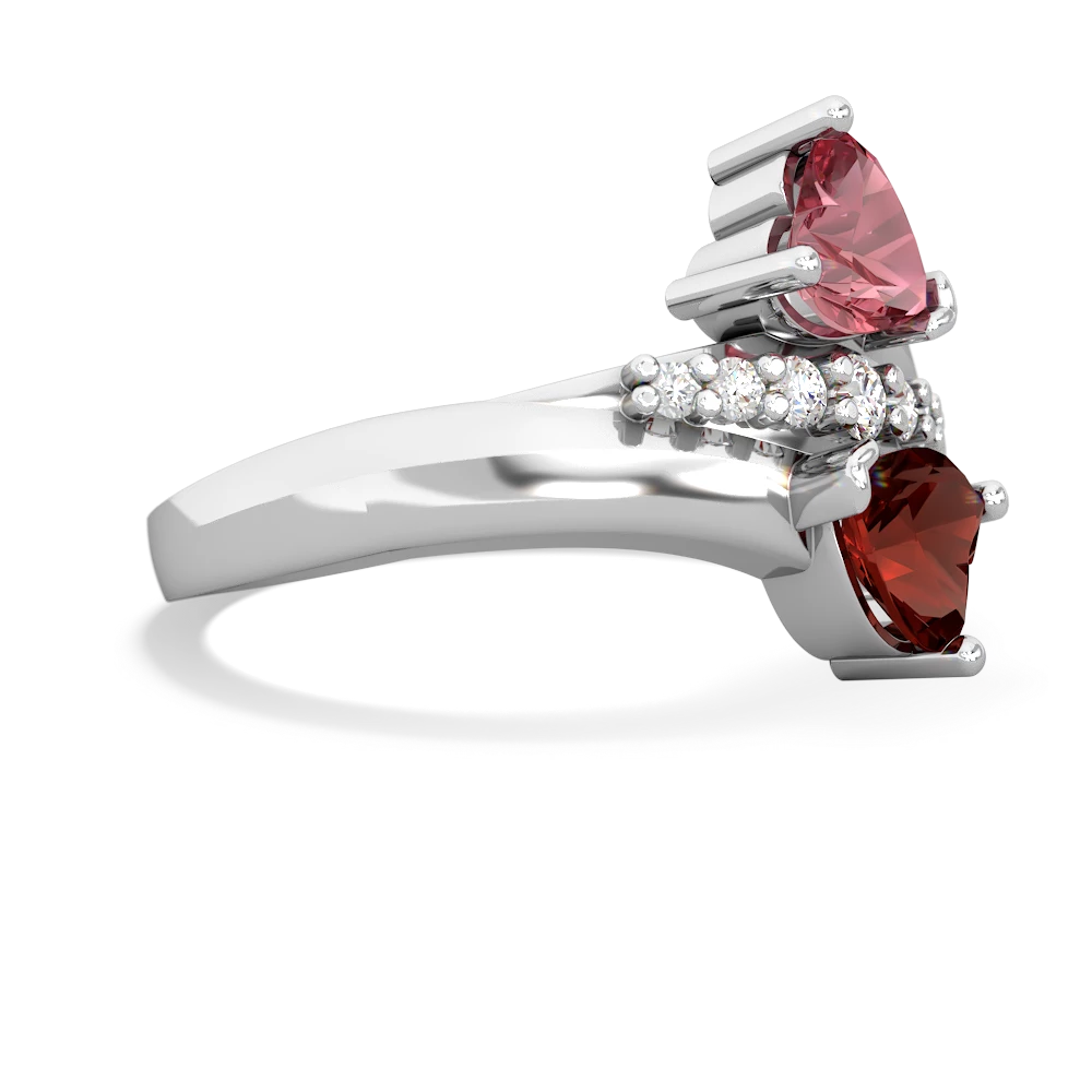 Pink Tourmaline Heart To Heart 14K White Gold ring R2064