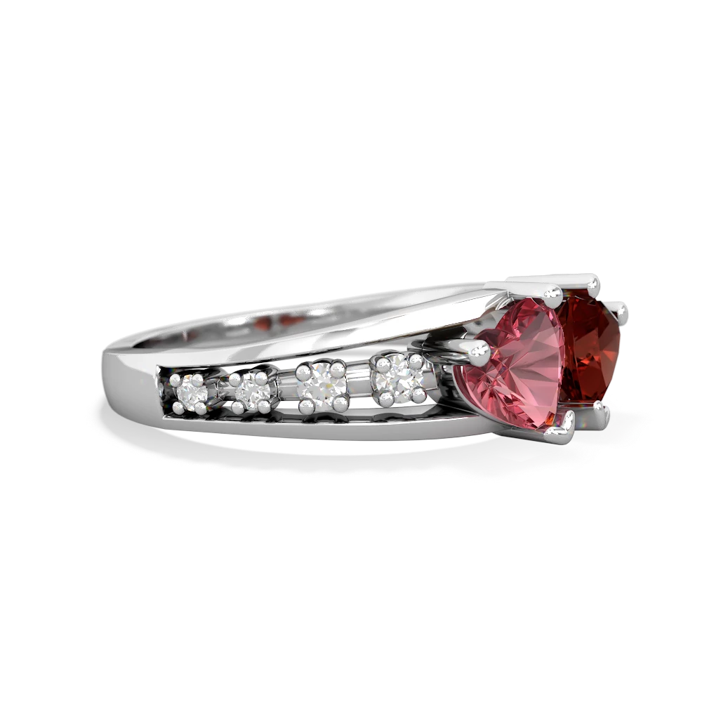 Pink Tourmaline Heart To Heart 14K White Gold ring R3342