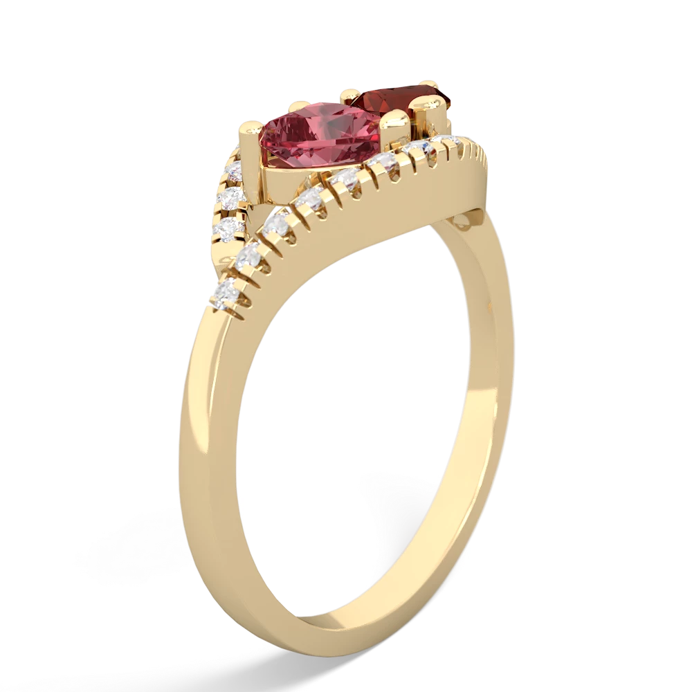 Pink Tourmaline Mother And Child 14K Yellow Gold ring R3010