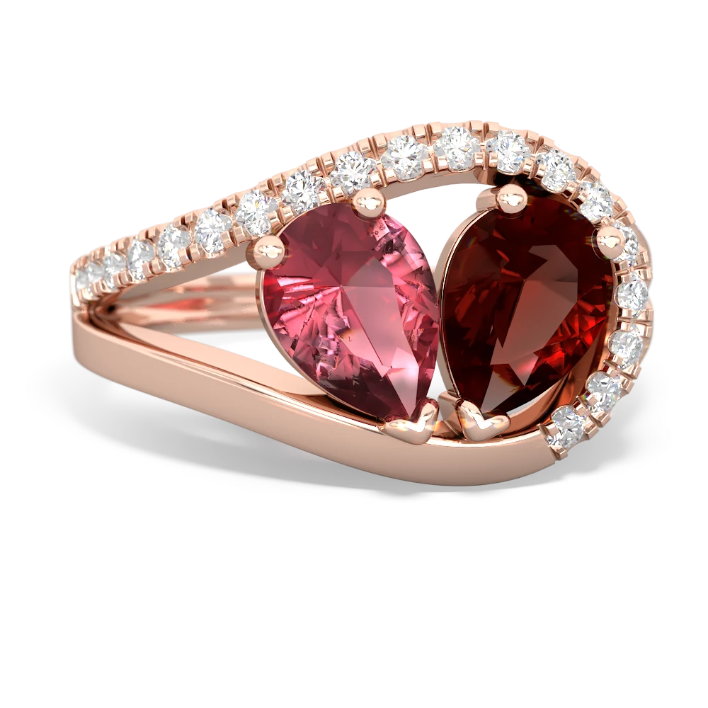 Pink Tourmaline Nestled Heart Keepsake 14K Rose Gold ring R5650