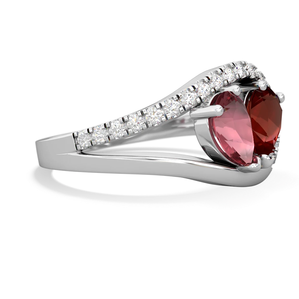 Pink Tourmaline Nestled Heart Keepsake 14K White Gold ring R5650