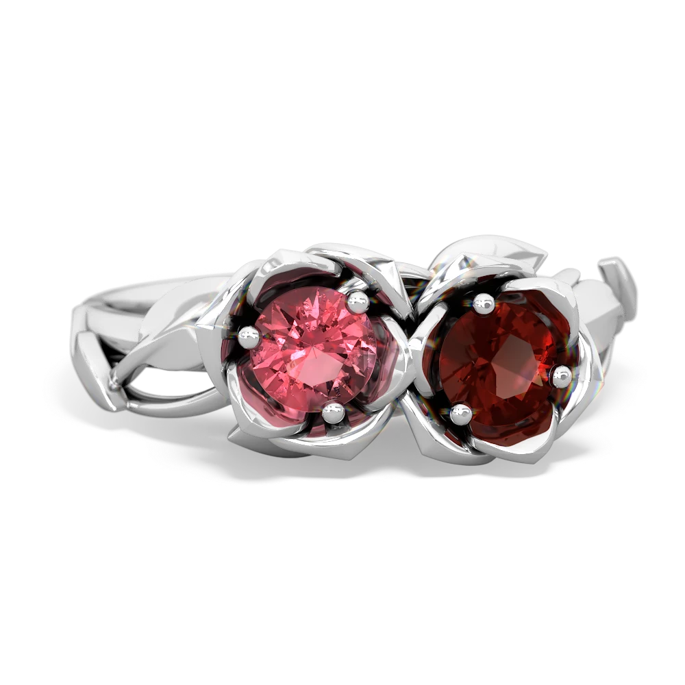 Pink Tourmaline Rose Garden 14K White Gold ring R5510