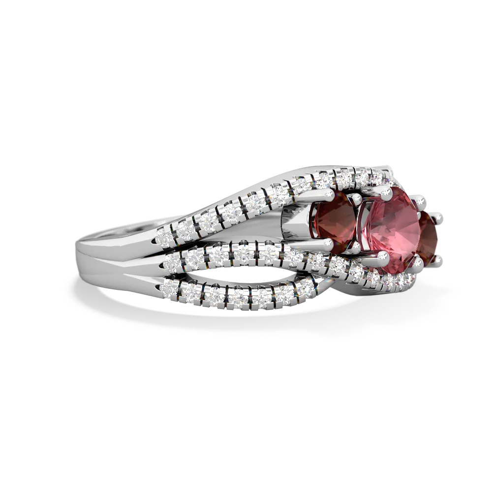 Pink Tourmaline Three Stone Aurora 14K White Gold ring R3080