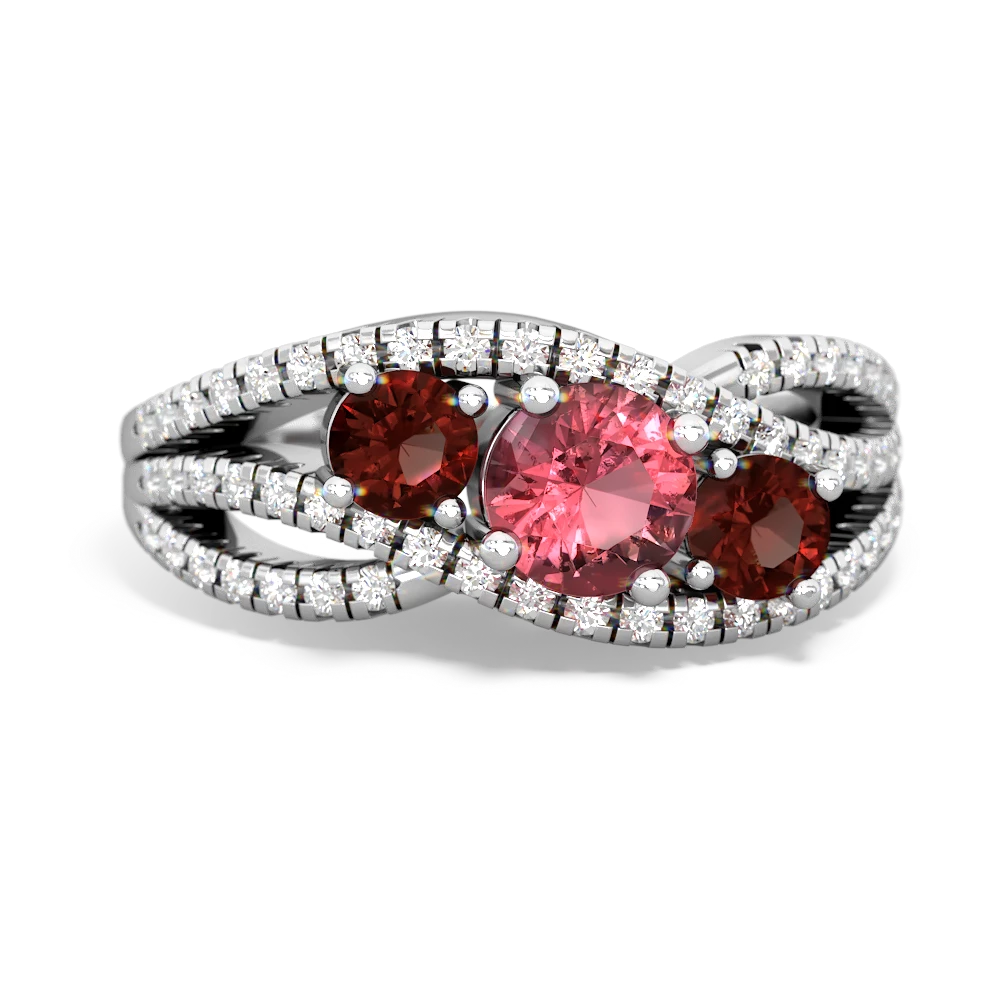 Pink Tourmaline Three Stone Aurora 14K White Gold ring R3080