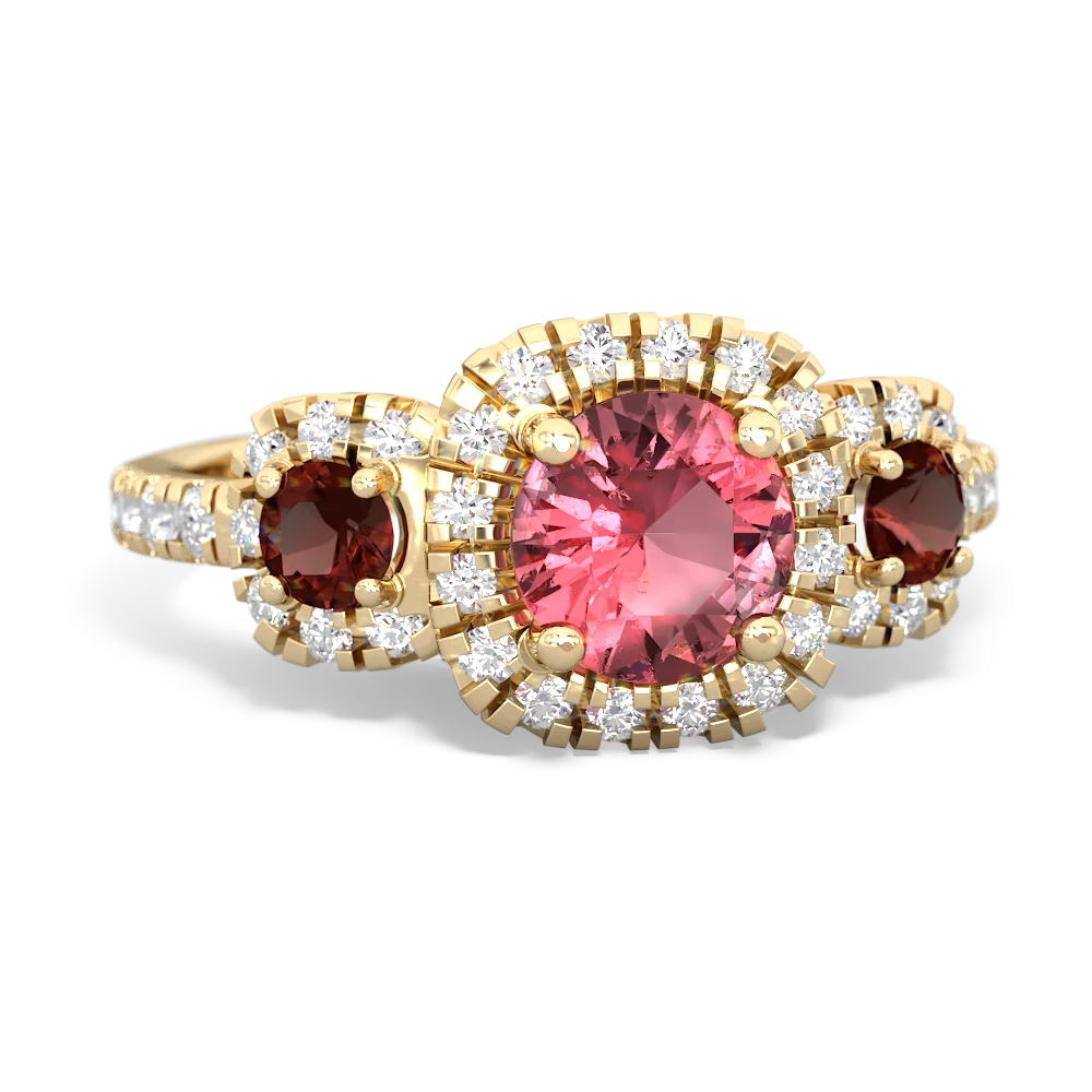 Pink Tourmaline Regal Halo 14K Yellow Gold ring R5350