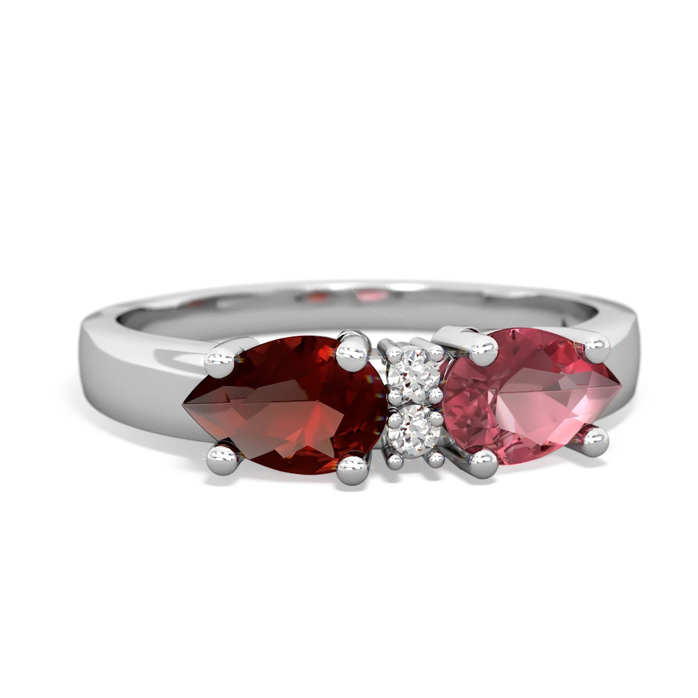 Pink Tourmaline Pear Bowtie 14K White Gold ring R0865