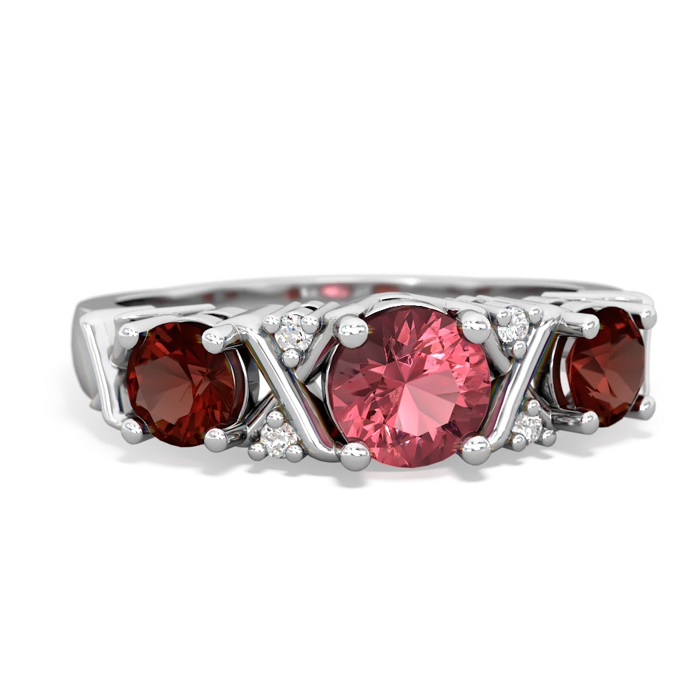 Pink Tourmaline Hugs And Kisses 14K White Gold ring R5016