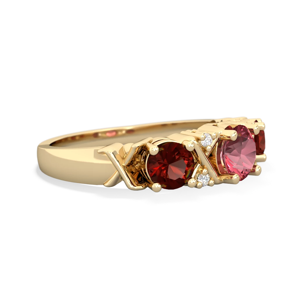 Pink Tourmaline Hugs And Kisses 14K Yellow Gold ring R5016