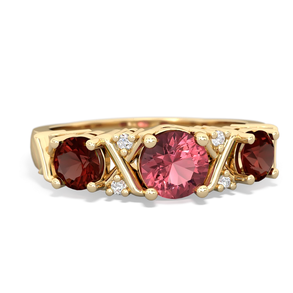 Pink Tourmaline Hugs And Kisses 14K Yellow Gold ring R5016