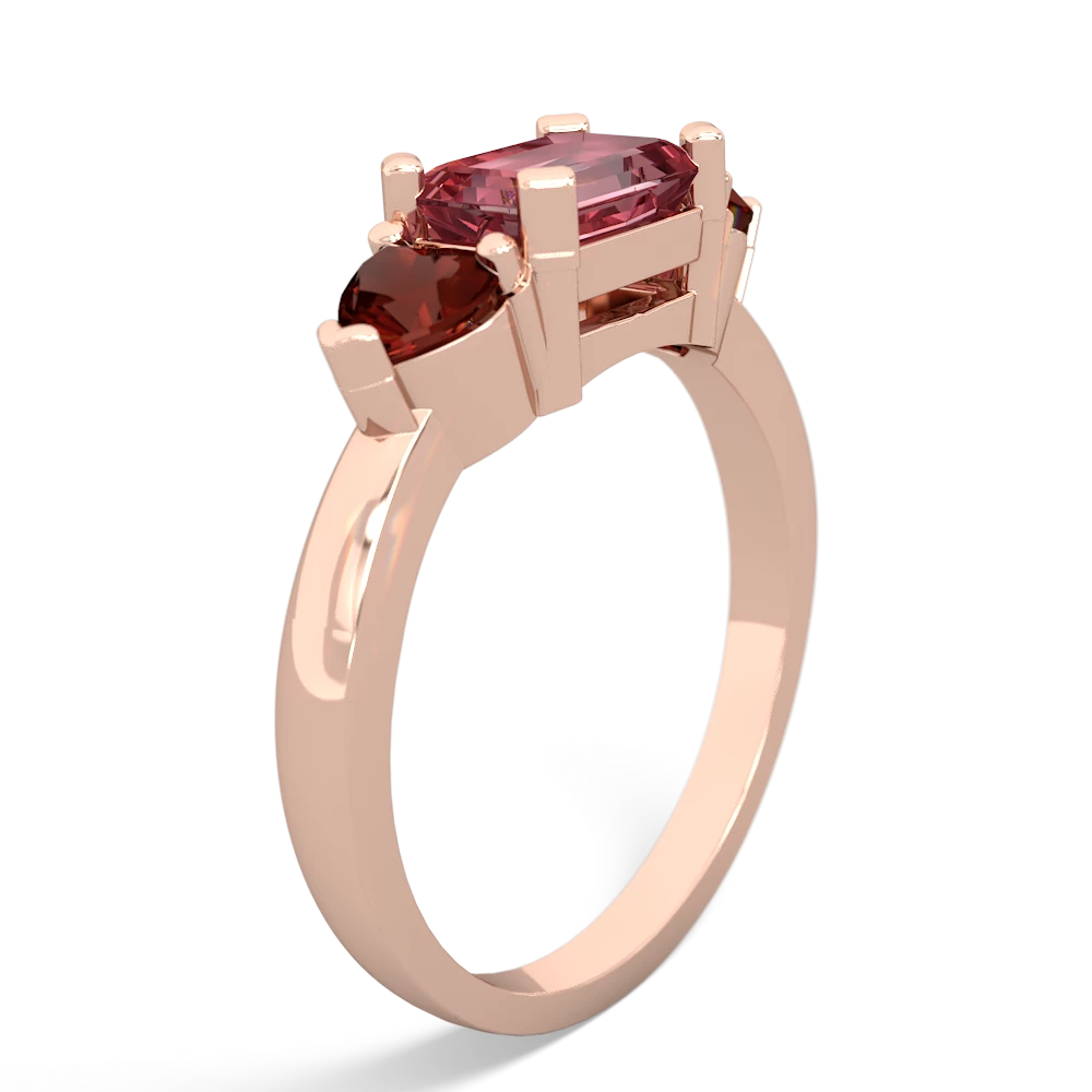 Pink Tourmaline Three Stone 14K Rose Gold ring R5235