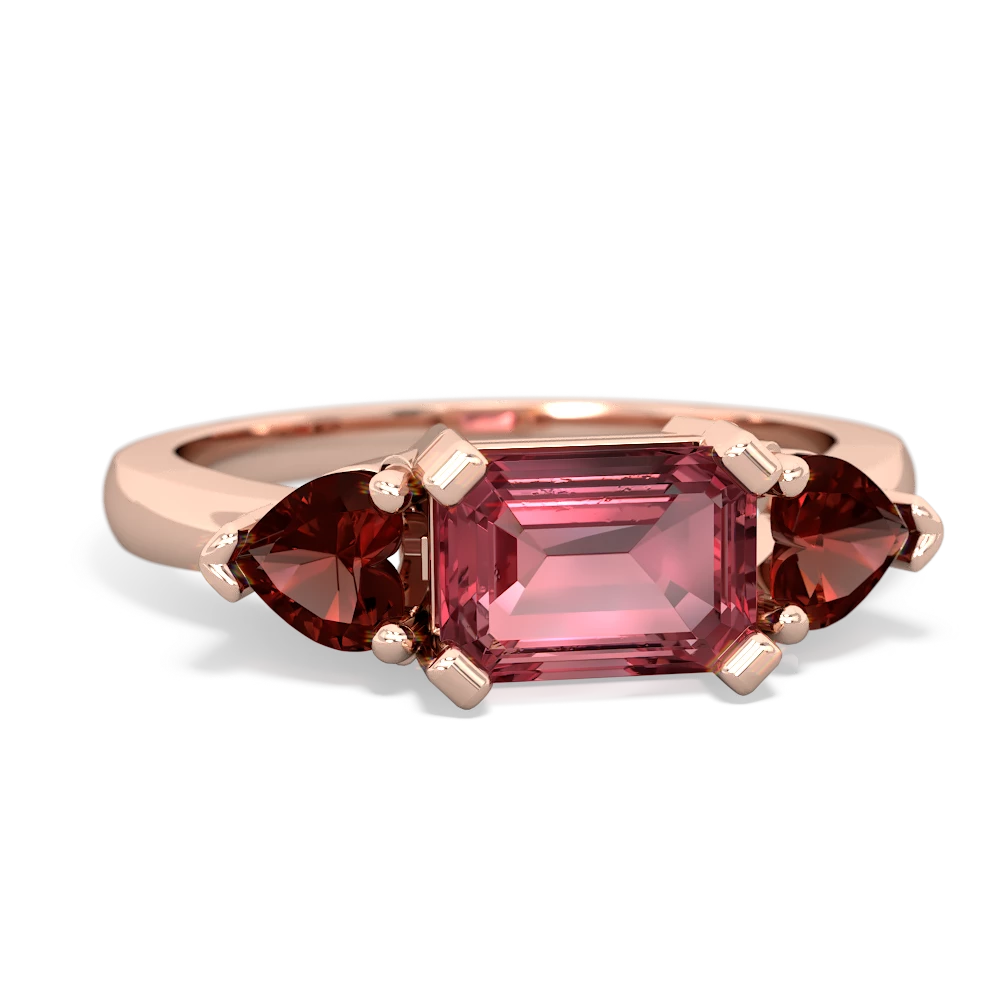 Pink Tourmaline Three Stone 14K Rose Gold ring R5235