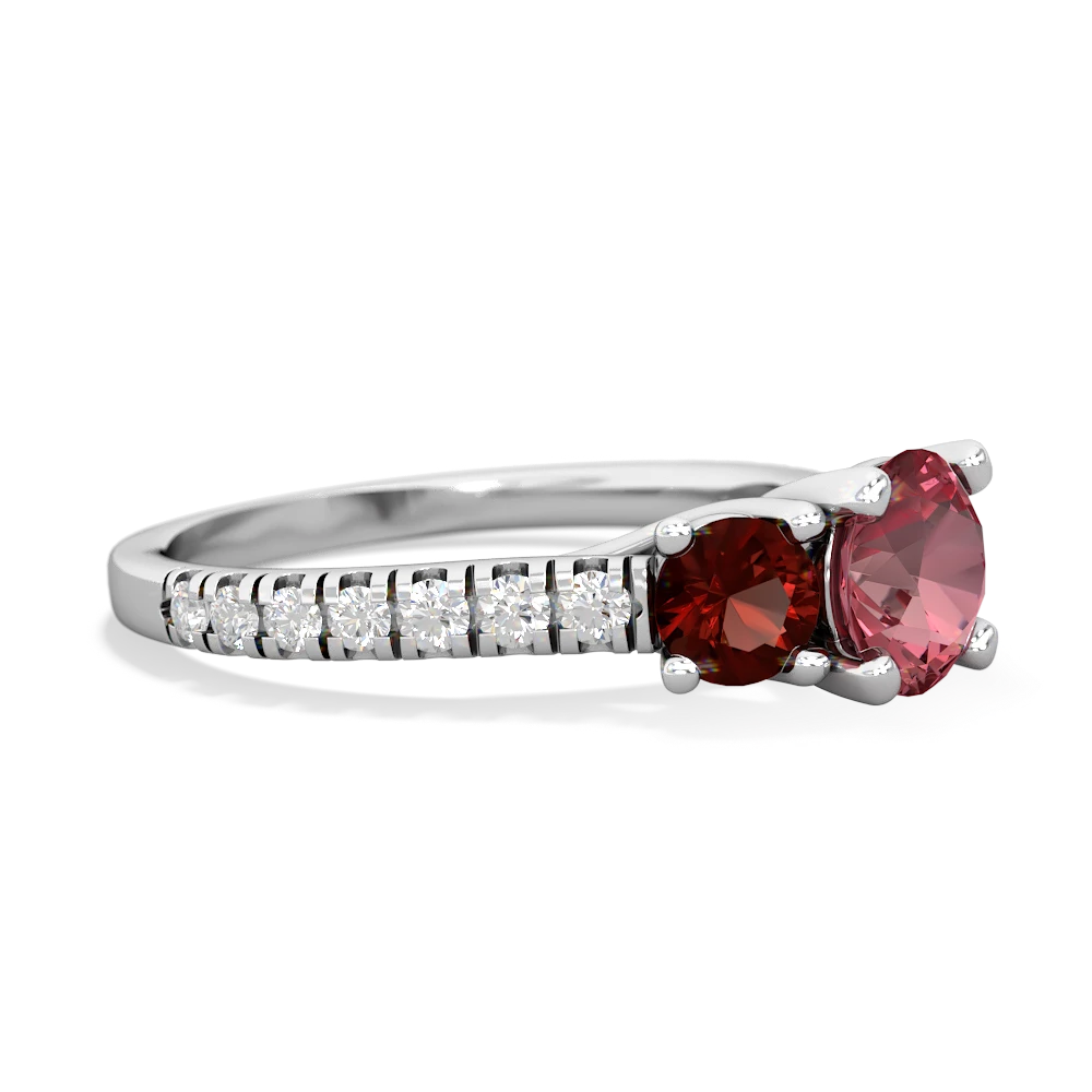 Pink Tourmaline Pave Trellis 14K White Gold ring R5500