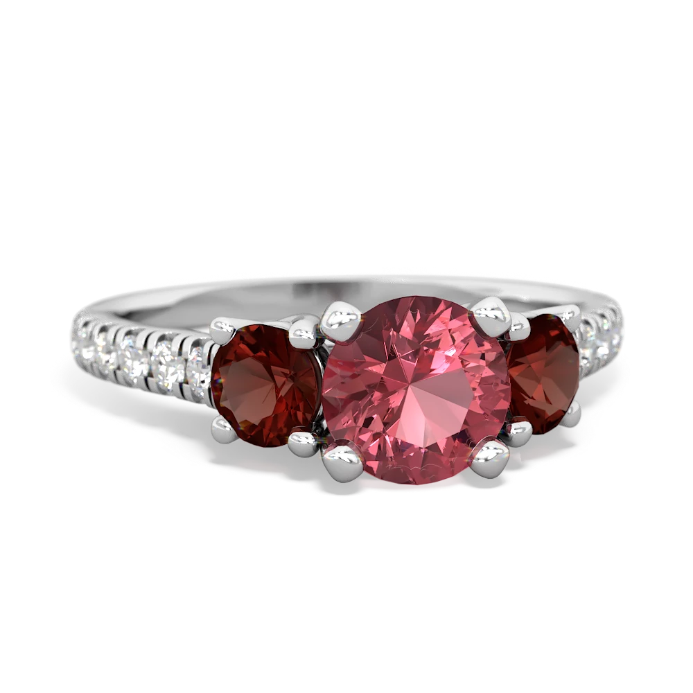 Pink Tourmaline Pave Trellis 14K White Gold ring R5500