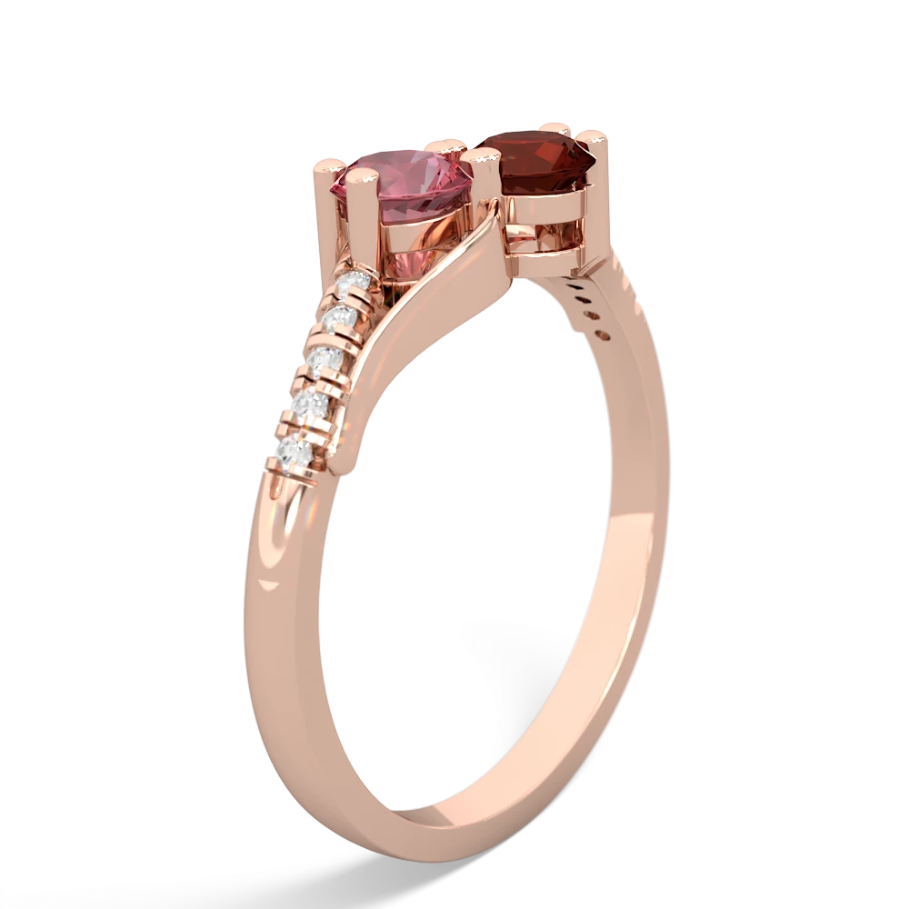 Pink Tourmaline Infinity Pave Two Stone 14K Rose Gold ring R5285