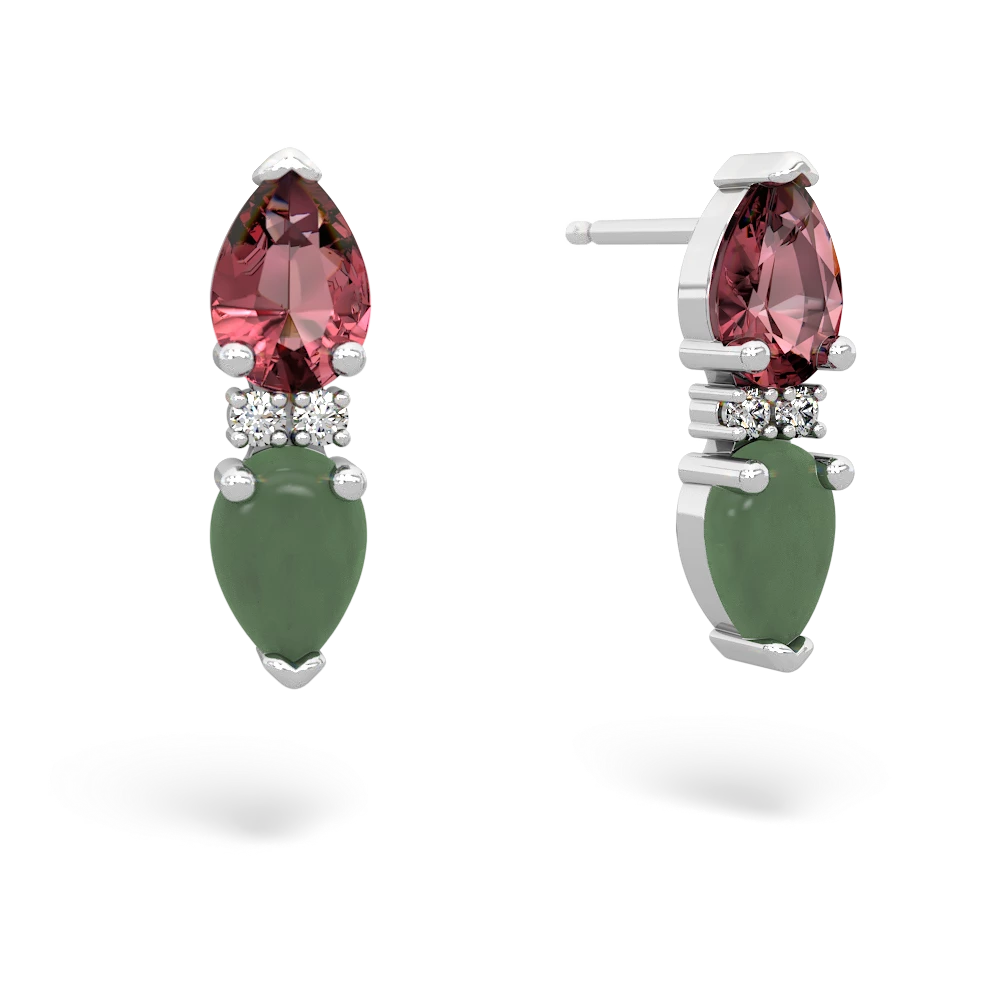 Pink Tourmaline Bowtie Drop 14K White Gold earrings E0865