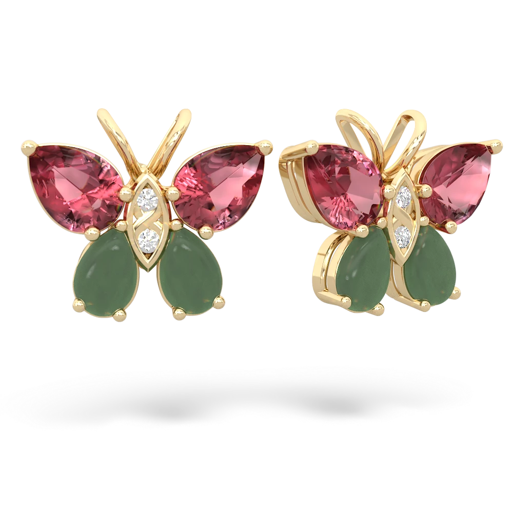 Pink Tourmaline Butterfly 14K Yellow Gold earrings E2215