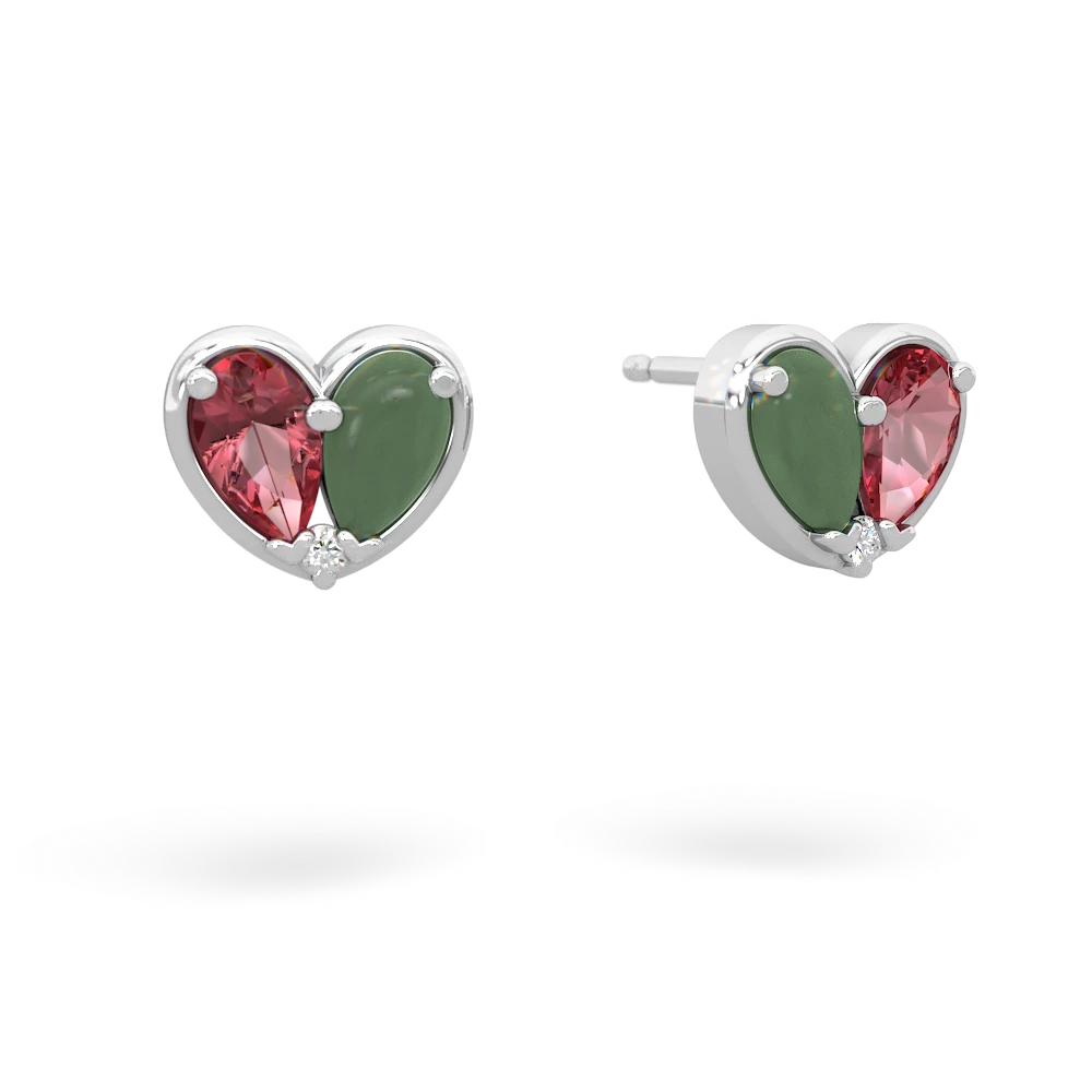 Pink Tourmaline 'Our Heart' 14K White Gold earrings E5072