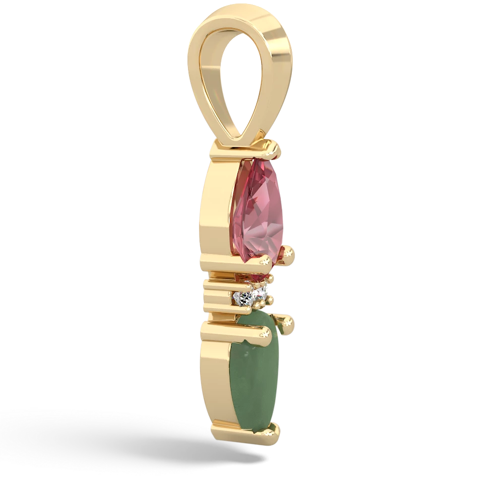 Pink Tourmaline Bowtie Drop 14K Yellow Gold pendant P0865