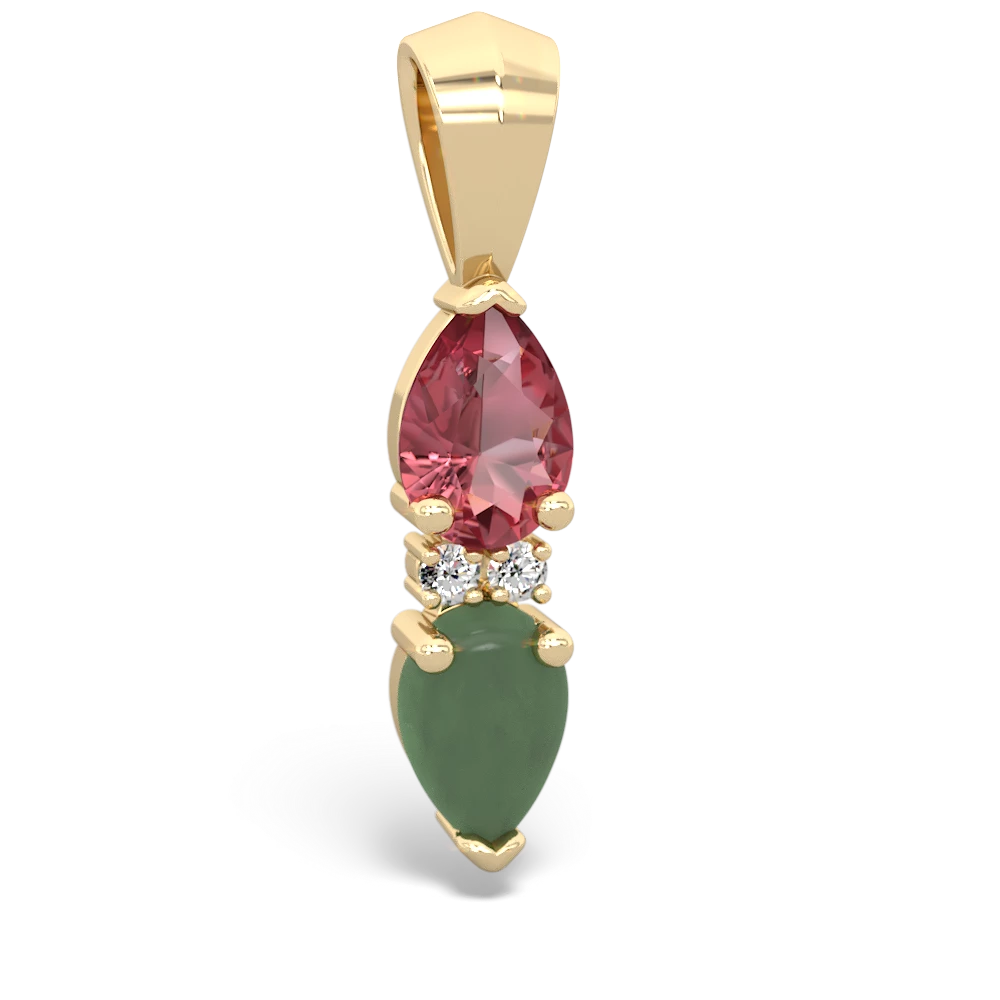 Pink Tourmaline Bowtie Drop 14K Yellow Gold pendant P0865