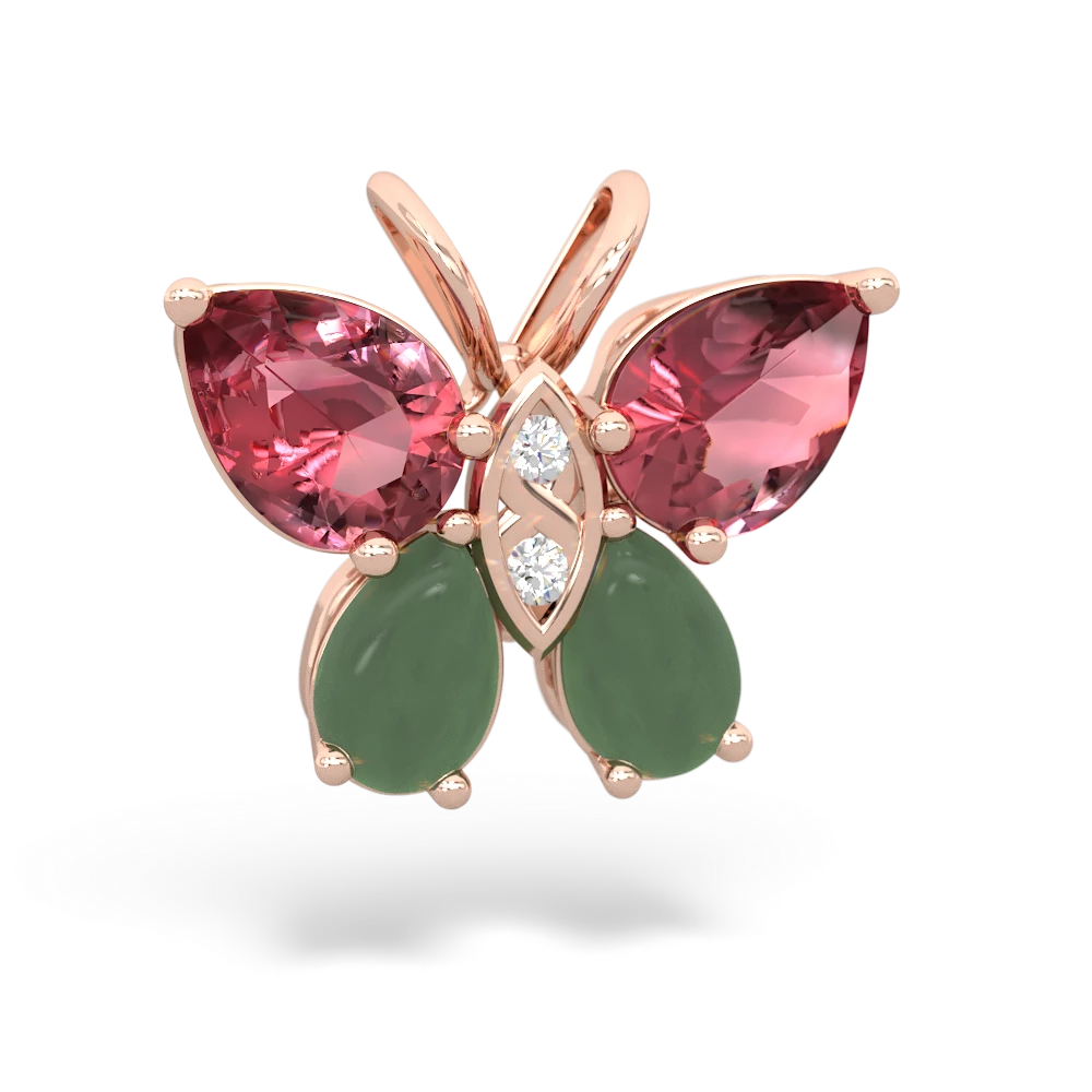 Pink Tourmaline Butterfly 14K Rose Gold pendant P2215