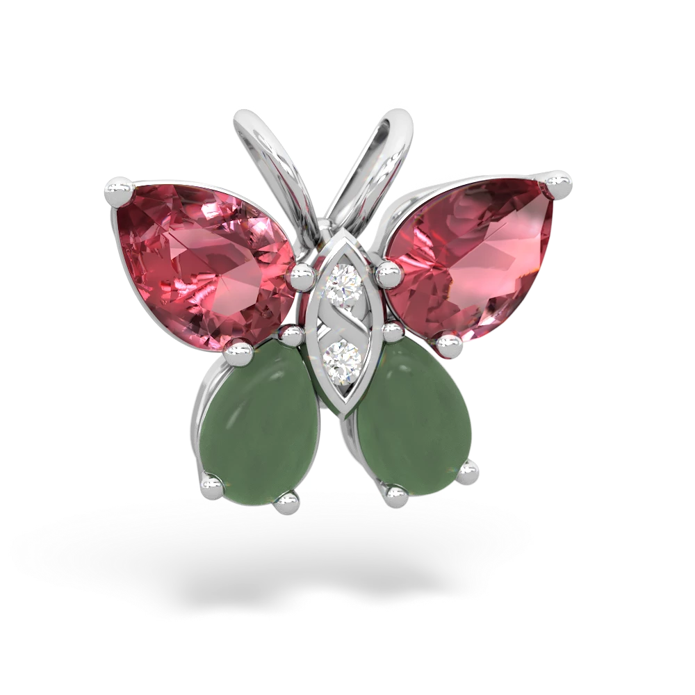 Pink Tourmaline Butterfly 14K White Gold pendant P2215