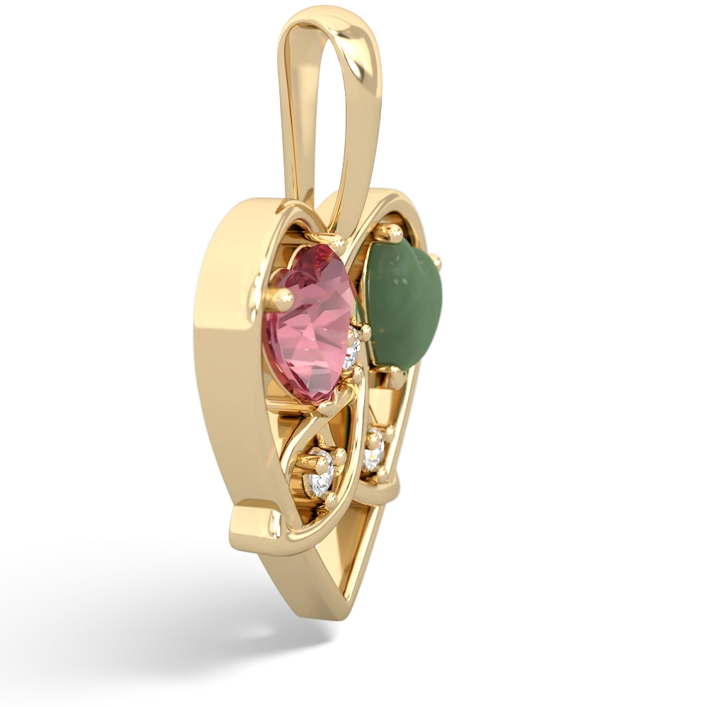 Pink Tourmaline Celtic Trinity Heart 14K Yellow Gold pendant P5331