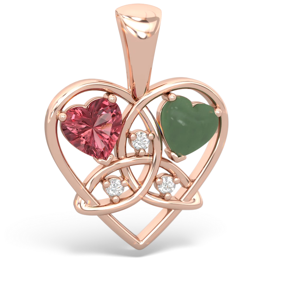 Pink Tourmaline Celtic Trinity Heart 14K Rose Gold pendant P5331