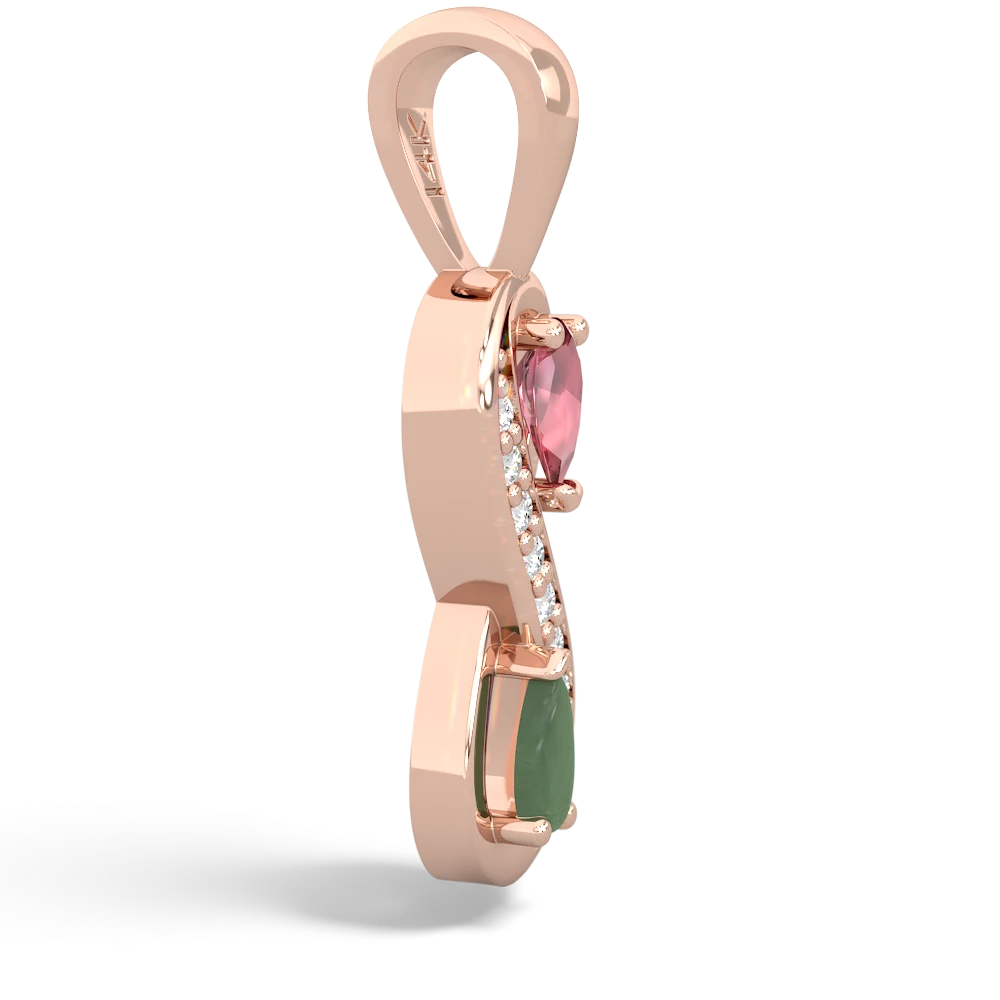 Pink Tourmaline Diamond Infinity 14K Rose Gold pendant P5390