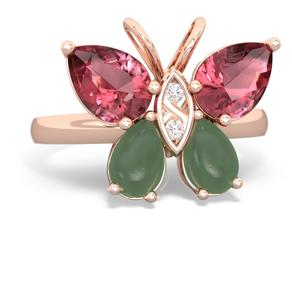 Pink Tourmaline Butterfly 14K Rose Gold ring R2215