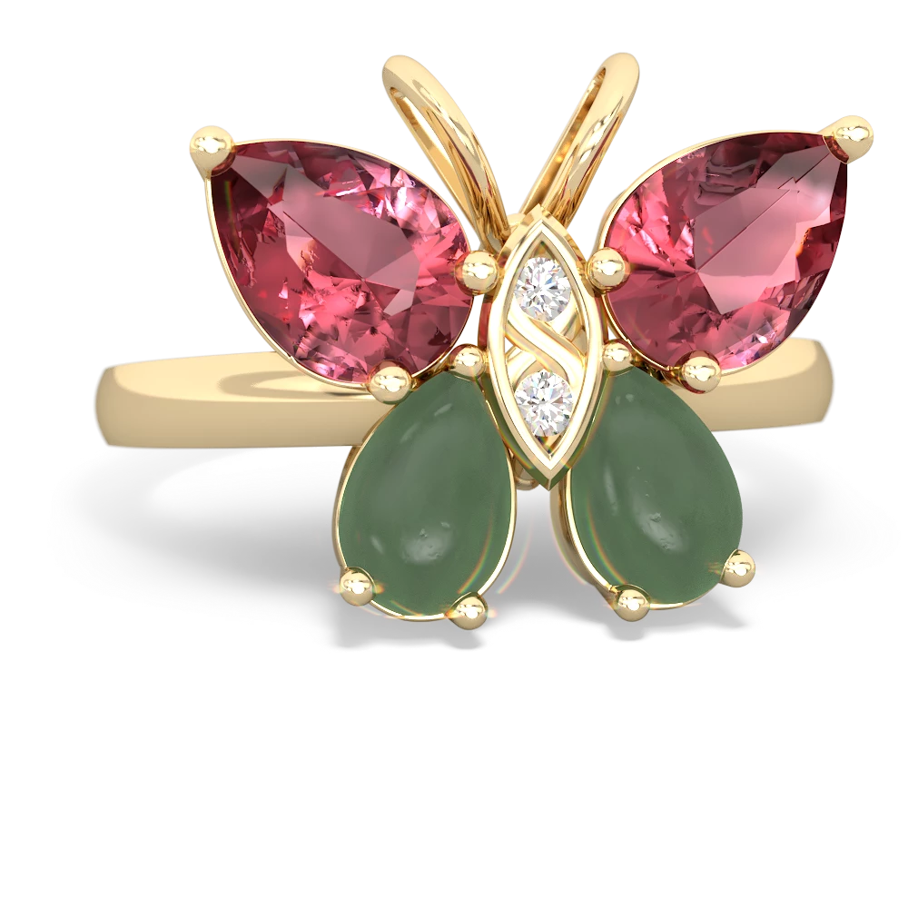 Pink Tourmaline Butterfly 14K Yellow Gold ring R2215