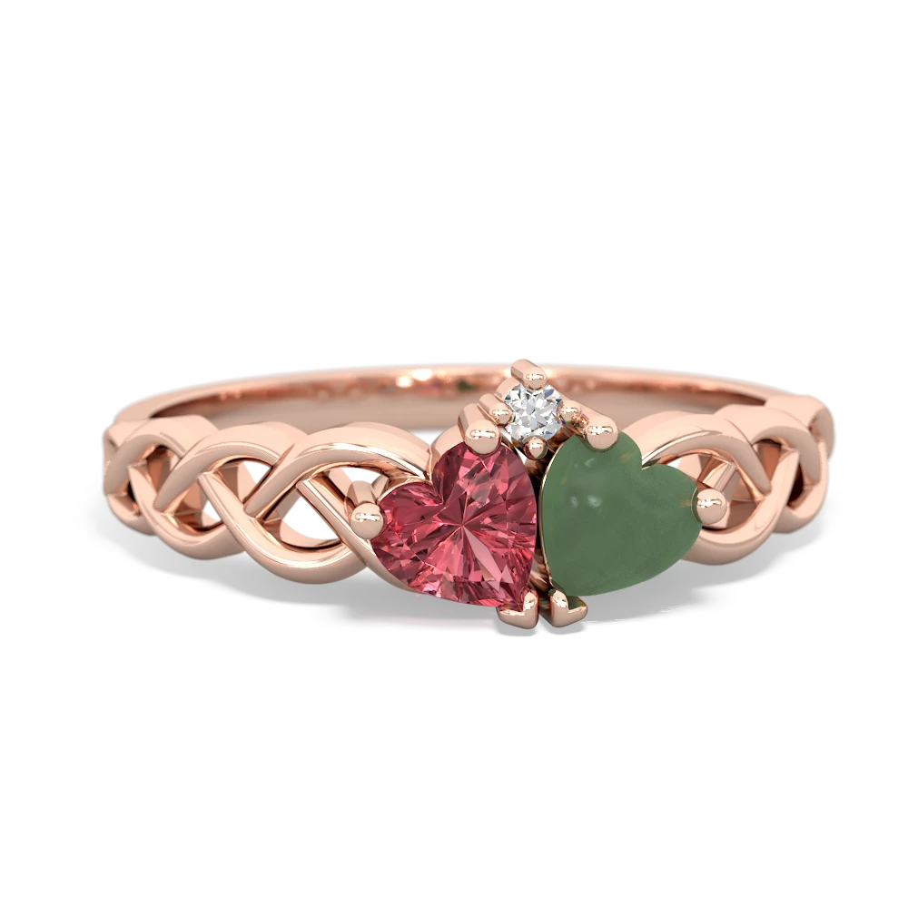 Pink Tourmaline Heart To Heart Braid 14K Rose Gold ring R5870