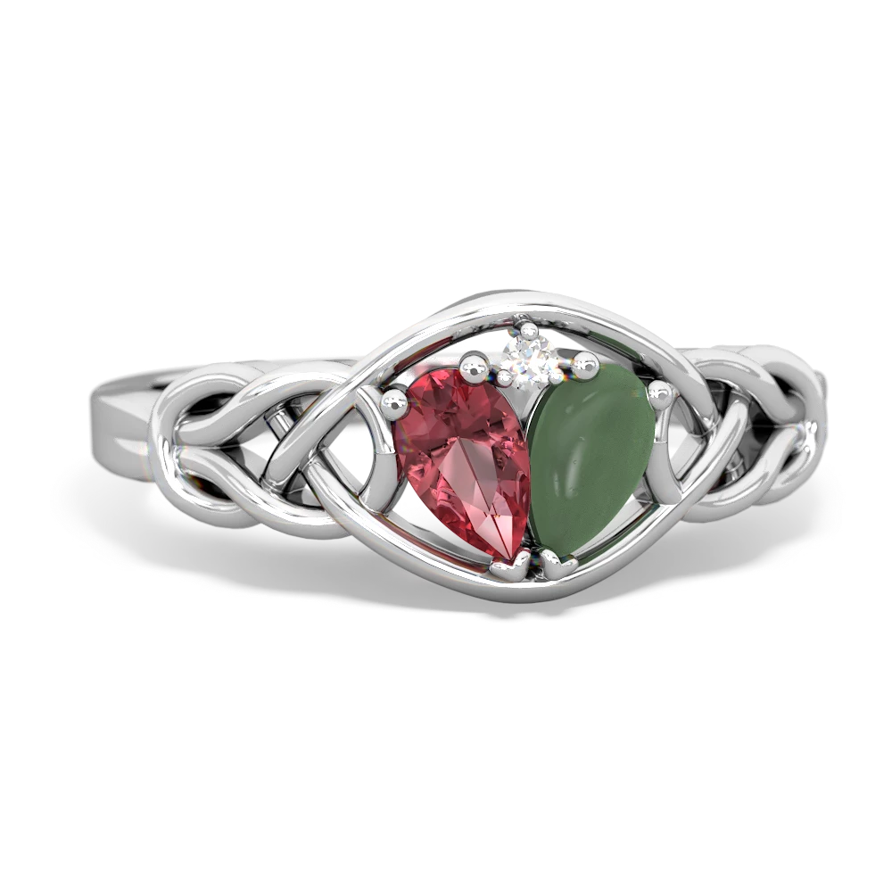 Pink Tourmaline Celtic Love Knot 14K White Gold ring R5420