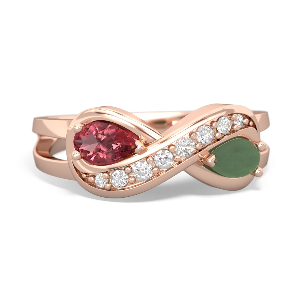 Pink Tourmaline Diamond Infinity 14K Rose Gold ring R5390