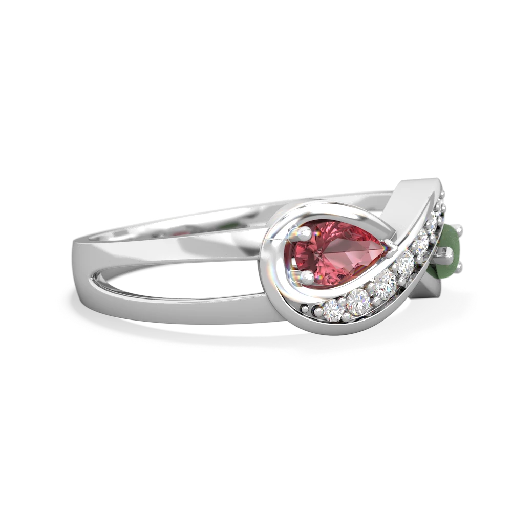 Pink Tourmaline Diamond Infinity 14K White Gold ring R5390