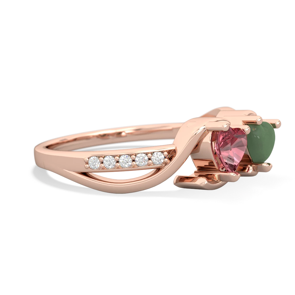 Pink Tourmaline Side By Side 14K Rose Gold ring R3090