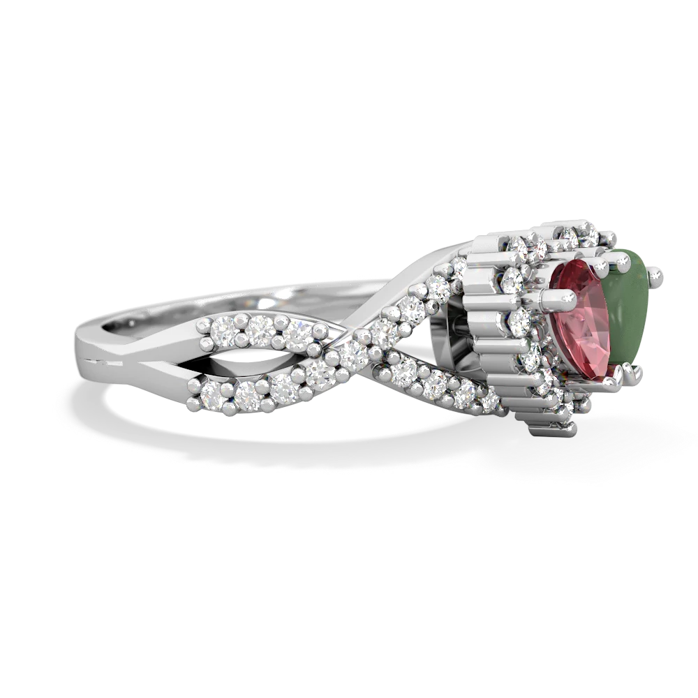 Pink Tourmaline Diamond Twist 'One Heart' 14K White Gold ring R2640HRT