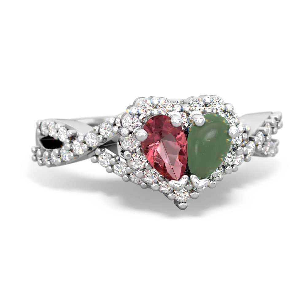 Pink Tourmaline Diamond Twist 'One Heart' 14K White Gold ring R2640HRT