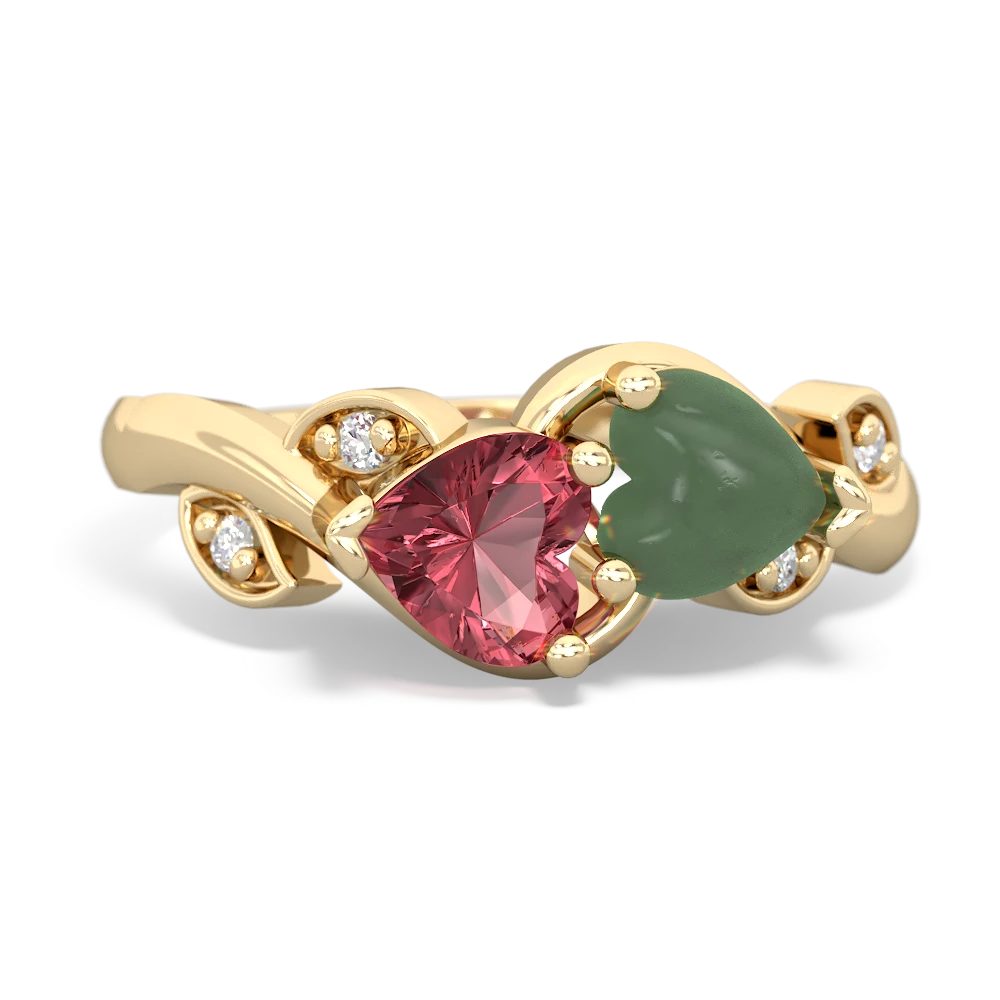 Pink Tourmaline Floral Elegance 14K Yellow Gold ring R5790