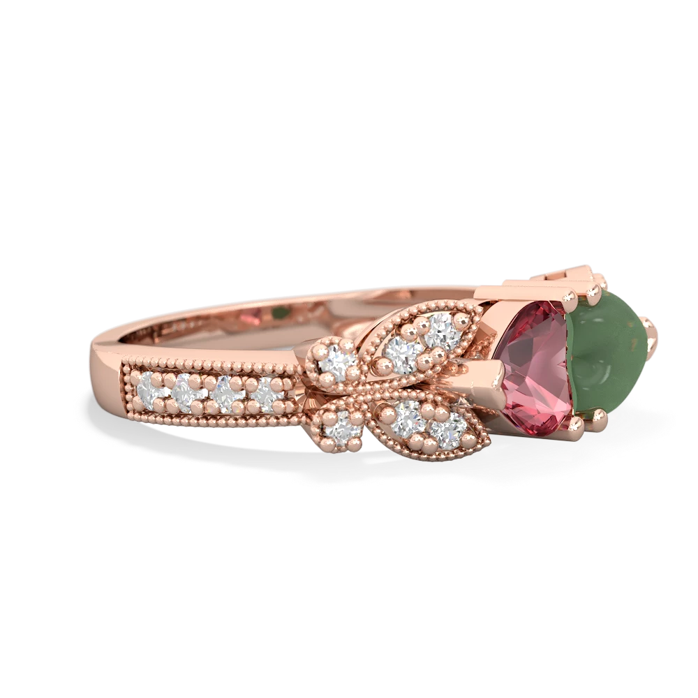 Pink Tourmaline Diamond Butterflies 14K Rose Gold ring R5601